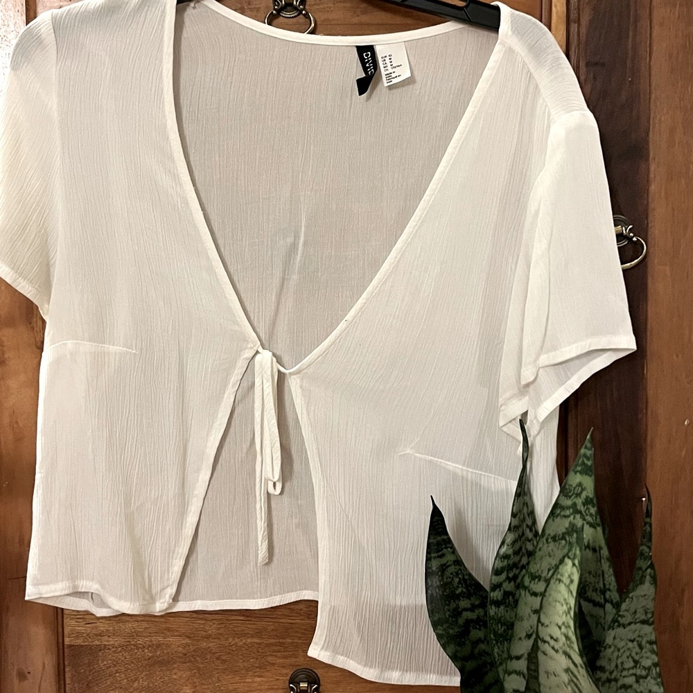 H&M white tie blouse